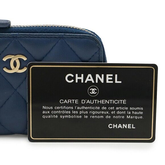 CHANEL Blue Lambskin Leather Logo Wallet - Picture 8 of 8